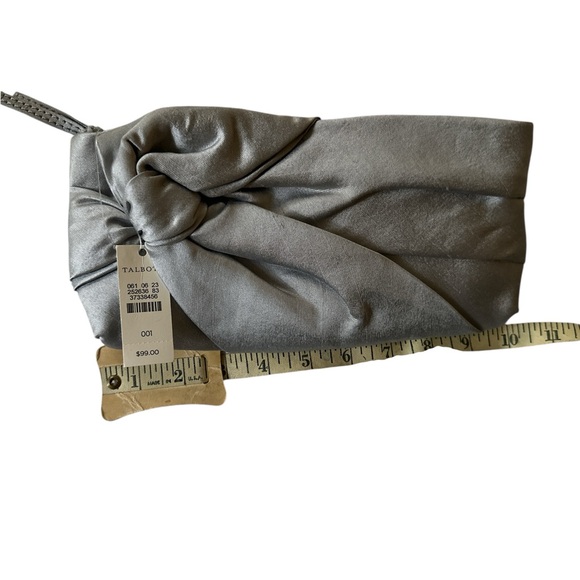 Talbots Chic Silver Satin Knot Clutch – Elegant Evening Bag | New with Tags - Picture 2 of 5